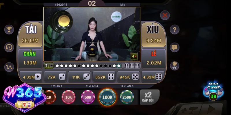 Đặt mức cược tại W365 vừa phải