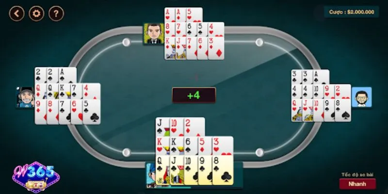 Giao diện phòng chơi Mậu Binh tại W365 hiện đại, dễ thao tác và sinh động